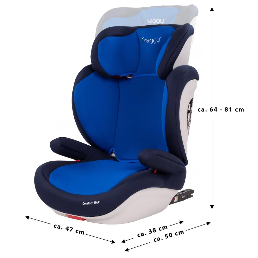 Froggy® Autokindersitz Mit ISOFIX Gruppe II/III + Sicherheitsnorm ECE R44/04 + 5-Punkte-Sicherheitsgurt Verstellbare Kopfstütze+Rückenlehne Blau – Bild 9