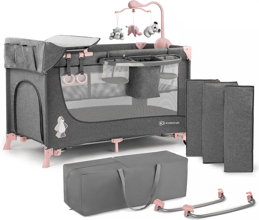 JOY-Reisebett 2in1 Von Kinderkraft Mit Zubehör Rosa – Bild 4