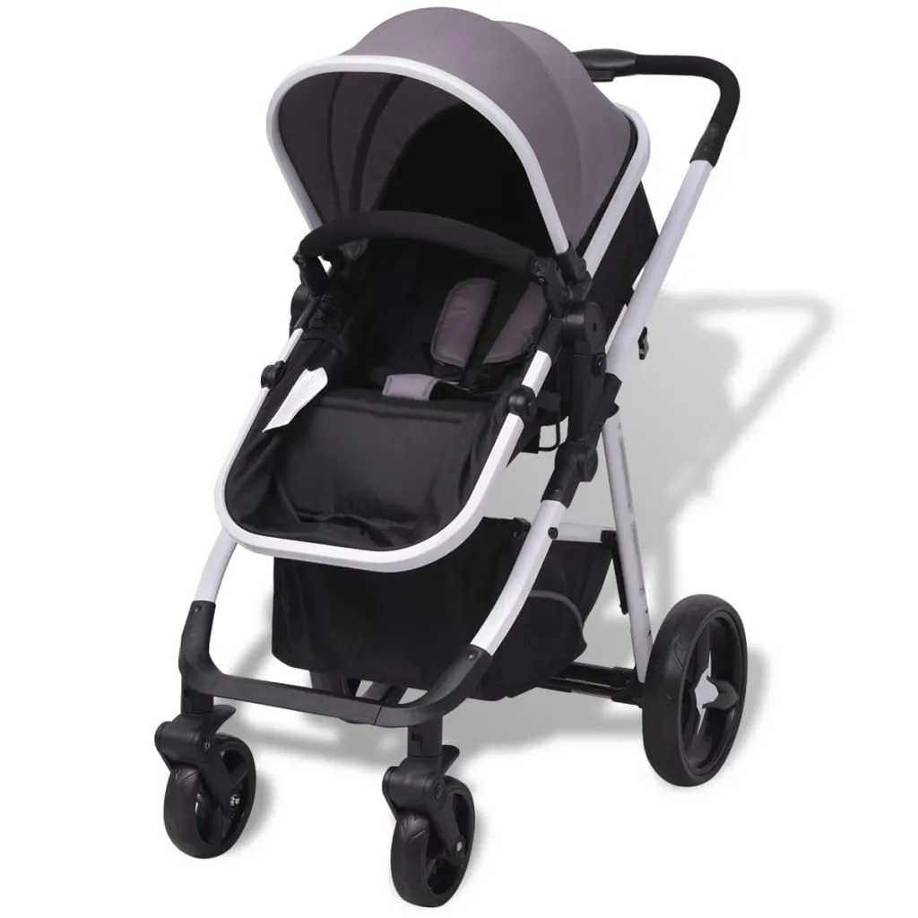 VidaXL 3-in-1 Kinderwagen Aluminium Grau Und Schwarz – Bild 4