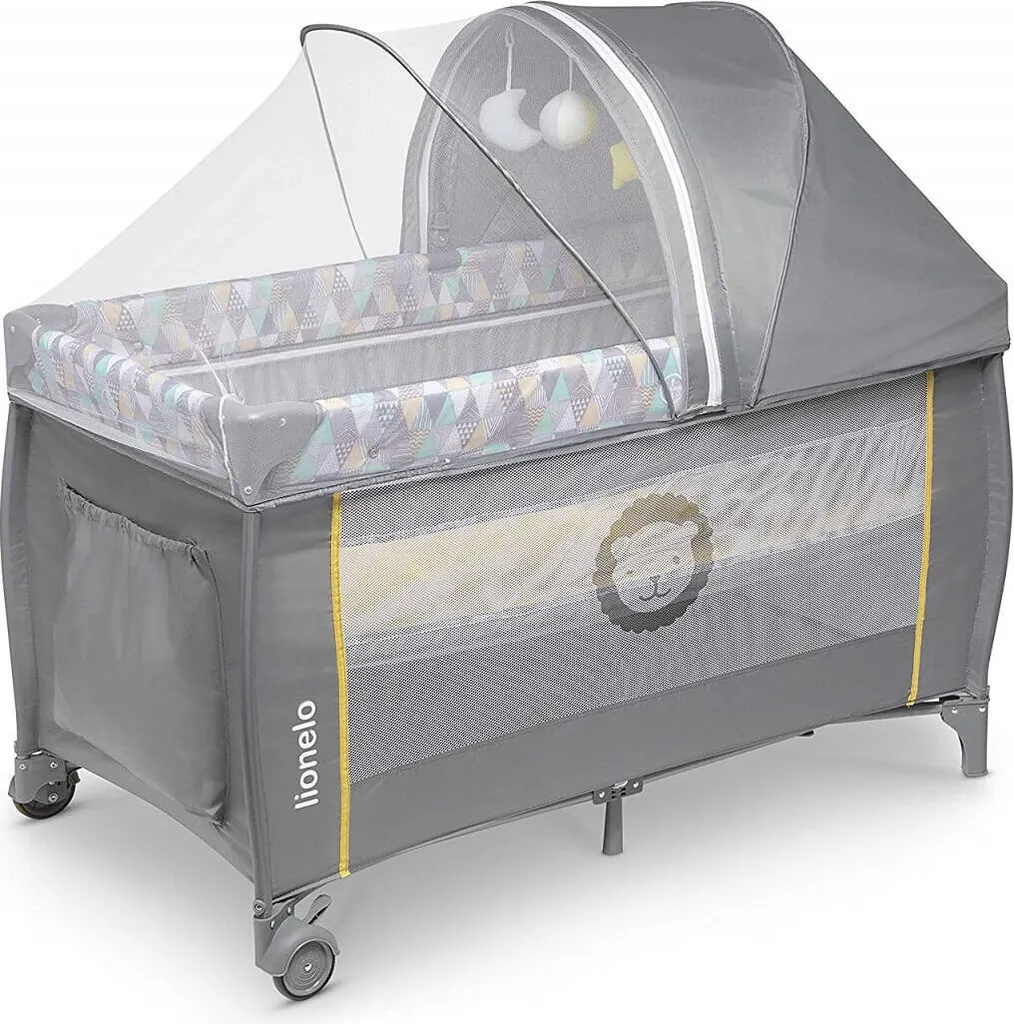 Lionelo Sven Plus In GELB Kinder Baby Reisebett Mit Wickeltisch Kinderbett Babybett Balachin Moskitonetz Urlaub Reise Laufstall Wickelauflage Spieluhr â Bild 2