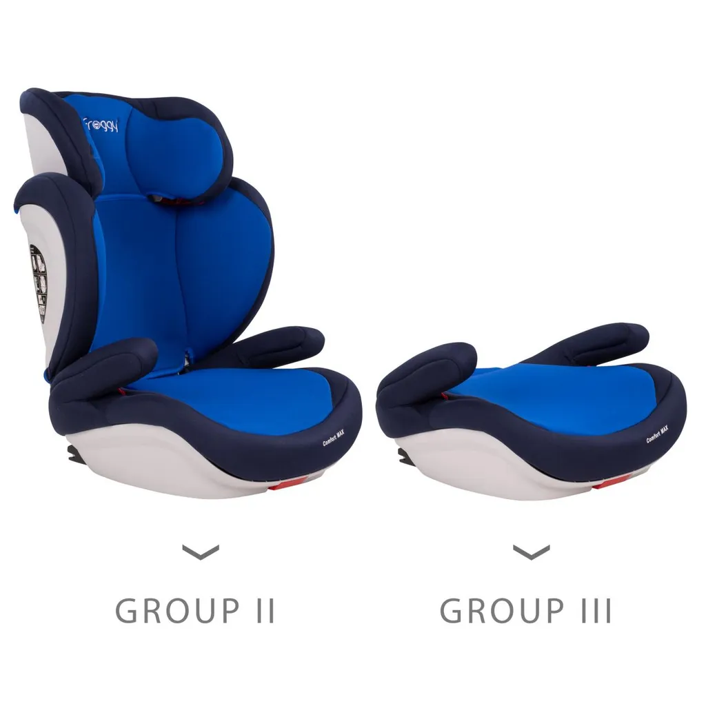 Froggy® Autokindersitz Mit ISOFIX Gruppe II/III + Sicherheitsnorm ECE R44/04 + 5-Punkte-Sicherheitsgurt Verstellbare Kopfstütze+Rückenlehne Blau – Bild 6