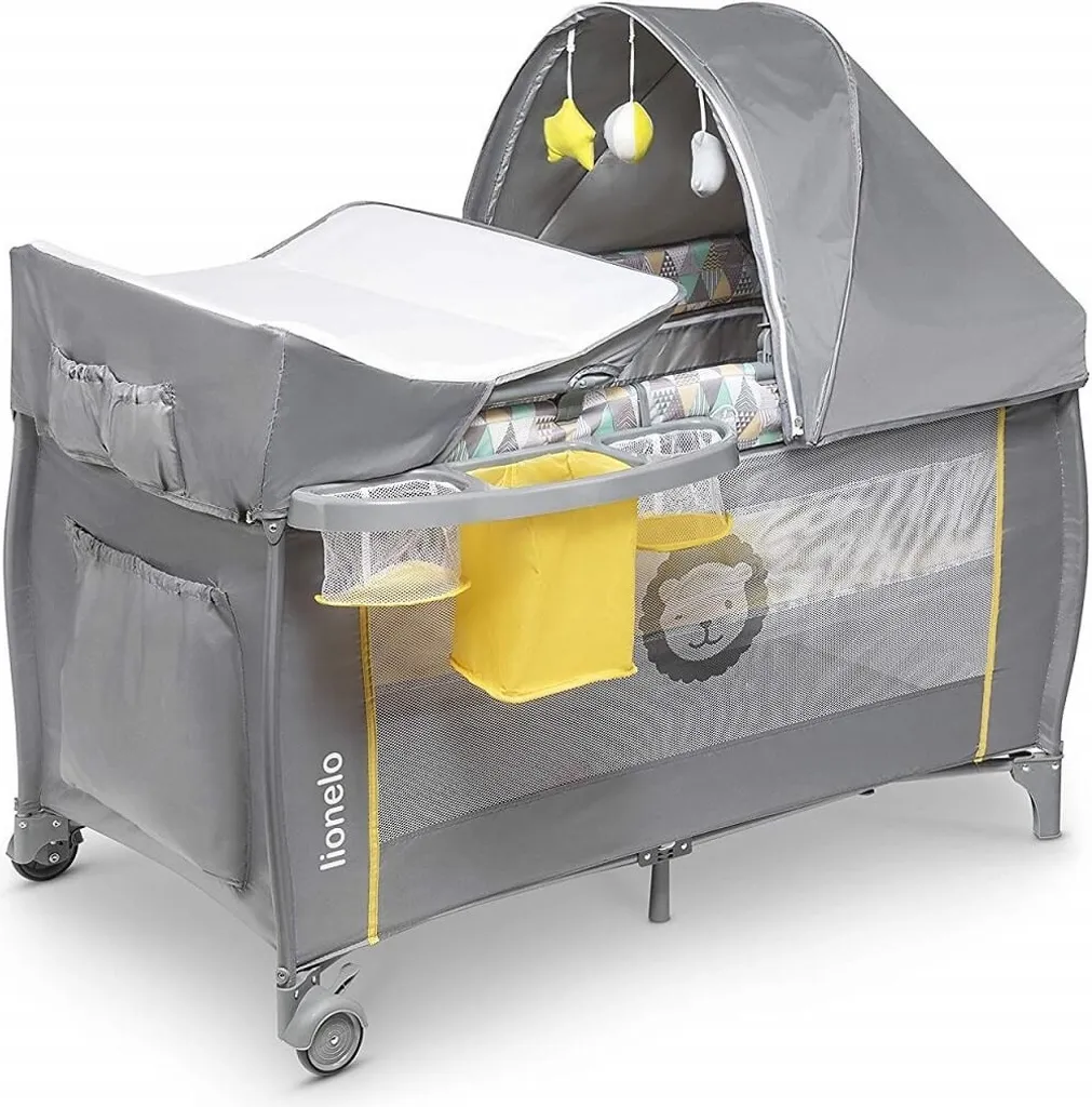 Lionelo Sven Plus In GELB Kinder Baby Reisebett Mit Wickeltisch Kinderbett Babybett Balachin Moskitonetz Urlaub Reise Laufstall Wickelauflage Spieluhr