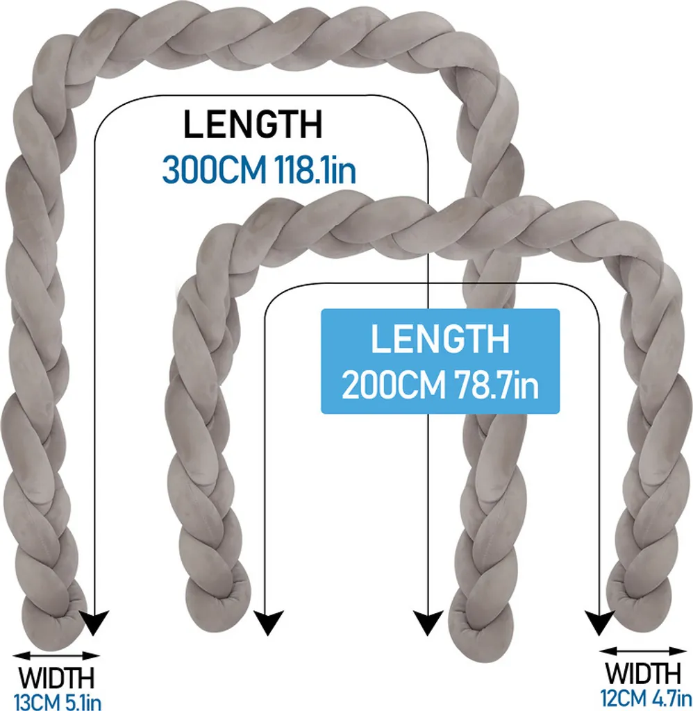 EINFEBEN 3M Baby Nestchen Bettschlange Babyschlafhilfe Kinder Baby Stereotypes Kissen Grau â Bild 2