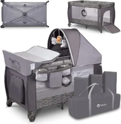 Lionelo Sven Plus 2 In 1 Baby Bett Laufstall Baby Grey Scandi)
