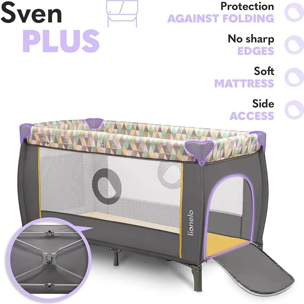 Lionelo Sven Plus In GELB Kinder Baby Reisebett Mit Wickeltisch Kinderbett Babybett Balachin Moskitonetz Urlaub Reise Laufstall Wickelauflage Spieluhr â Bild 20