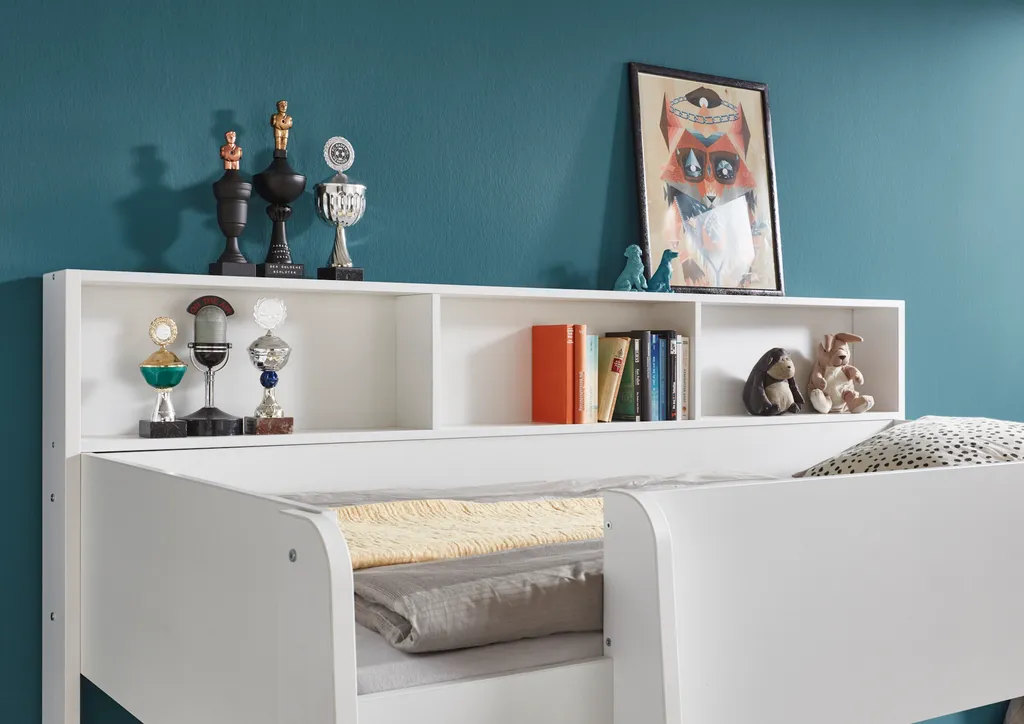 Relita Etagenbett SWAY Mit 2 X Liegeflächen 90x200 Cm, Inkl. Bodenplatte Und Regalen, Ausführung Spanplatte WeißNachbildung – Bild 6