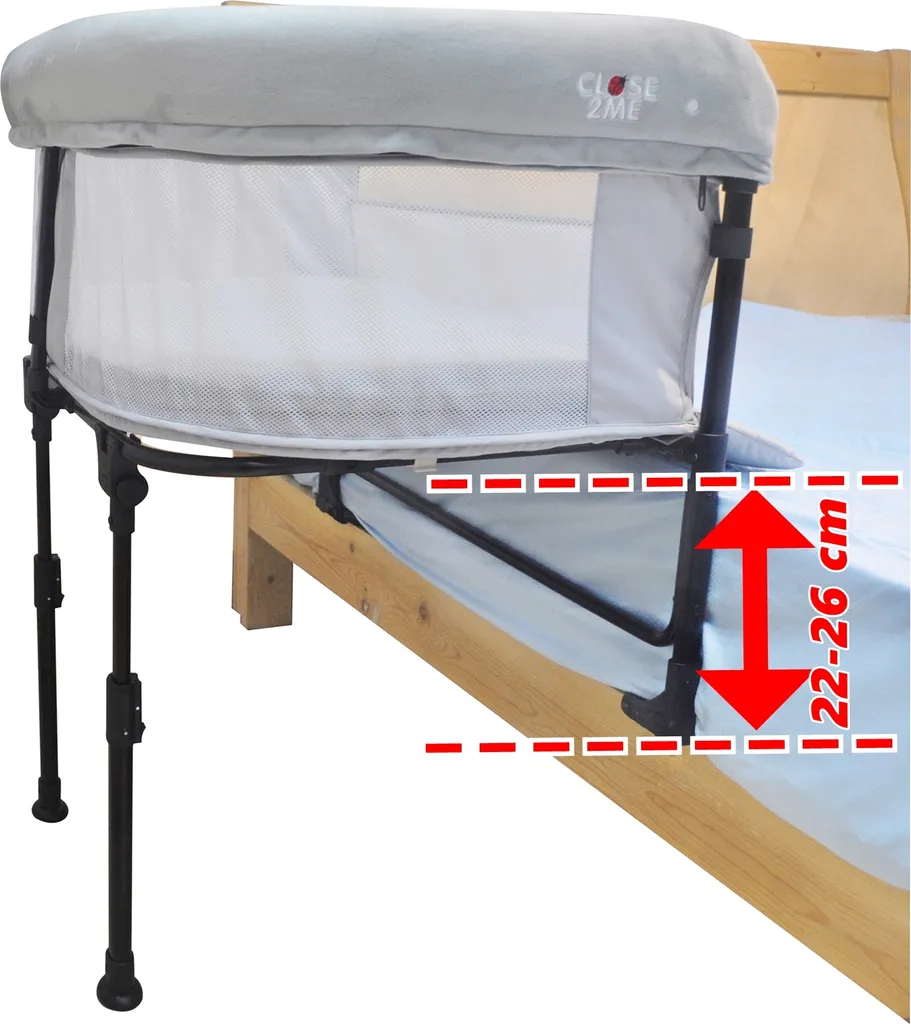 Close2Me Baby-Beistellbett Für Babys Von 0-5 Monaten (max. 9 Kg), Passend An Hohe Polsterungen Und Boxspringbett-Matratzen Von 22-26 Cm Höhe – Bild 4