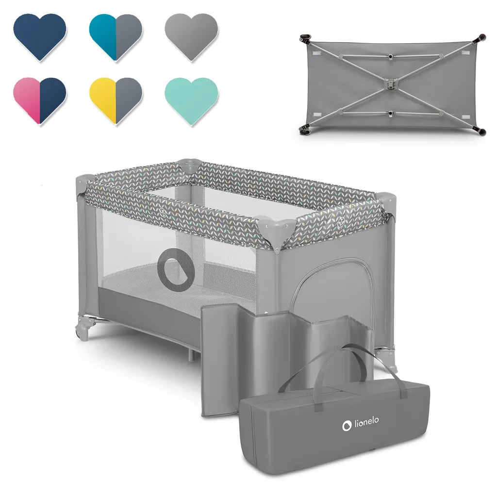 Lionelo Stefi Babybetten Reisebetten Baby Reisebett Kinderreisebett Laufstall Grau