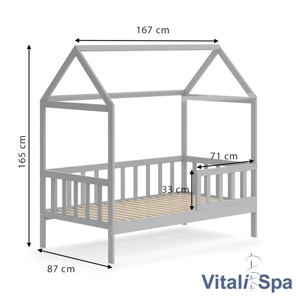 VitaliSpa Kinderbett Liz Grau 167 X 165 X 87 Cm Massivholz – Bild 3