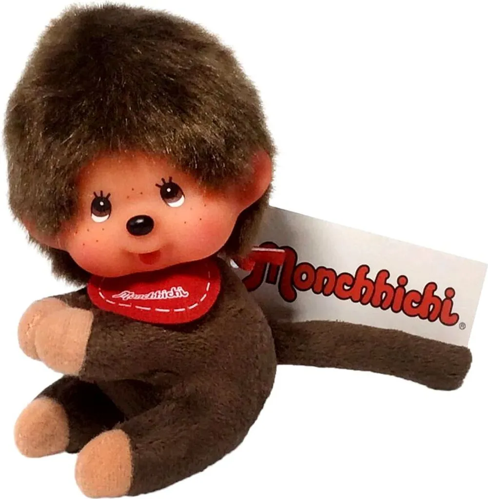 Junge Mit Rotem Latz & Clip | 10 Cm | Monchhichi Puppe | Classic