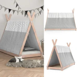 VitaliSpa Kinderbett + Überwurf Tipi Natur 208 X 163 X 96 Cm Massivholz