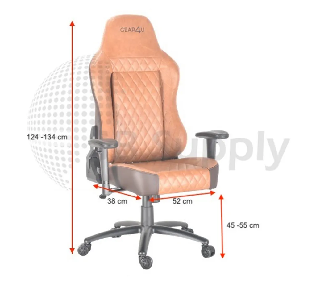 Gear4U Comfort Black/Braun, Gepolsterter Sitz, Gepolsterte Rückenlehne, Schwarz, Schwarz, Schaum, Polyurethan, Kunstleder, Schaum, Polypropyle – Bild 6