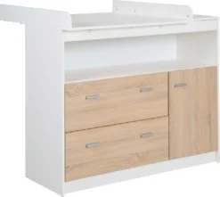 Roba Wickelkommode Mit Wickelansatz, 2 Schubladen, 1 Tür, 1 Offenes Fach, Weiß, Wickelhöhe: 90cm