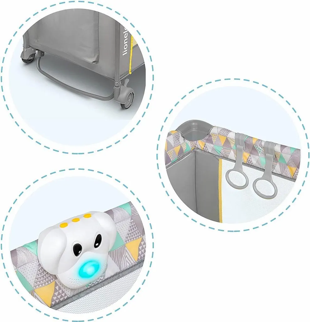 Lionelo Sven Plus In GELB Kinder Baby Reisebett Mit Wickeltisch Kinderbett Babybett Balachin Moskitonetz Urlaub Reise Laufstall Wickelauflage Spieluhr â Bild 4