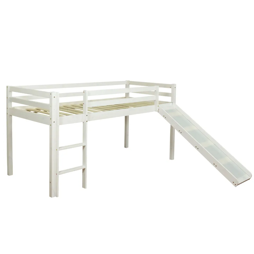Homestyle4u 2255, Kinder Hochbett Mit Lattenrost Matratze Rutsche Leiter 90x200 Massiv Spielbett Jugendbett Etagenbett â Bild 2