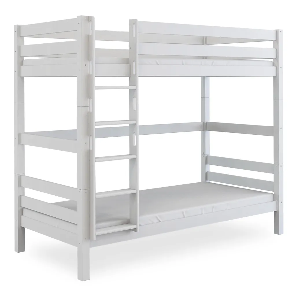 Bubema Jona Kinder Etagenbett / Hochbett Buche Massiv, Natur Oder Weiß Lackiert : Weiß Lackiert – Bild 2