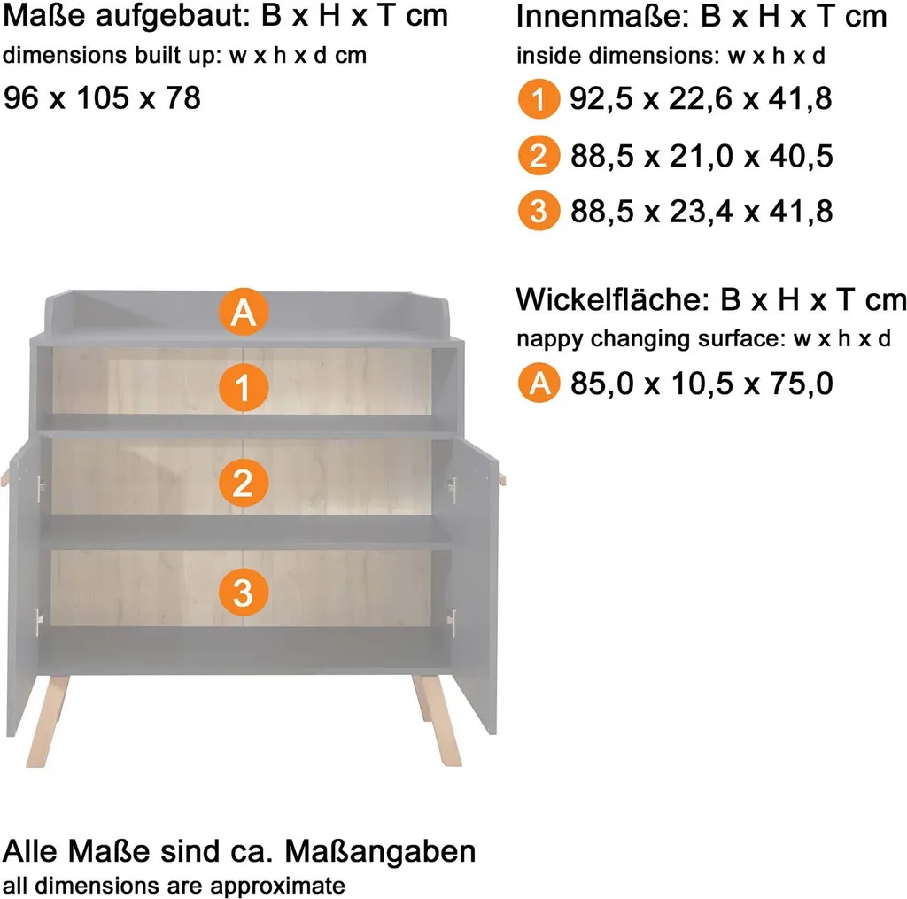 Trendteam Babyzimmer Wickelkommode Mats Weiß Melamin 96 X 105 X 78 Cm – Bild 8