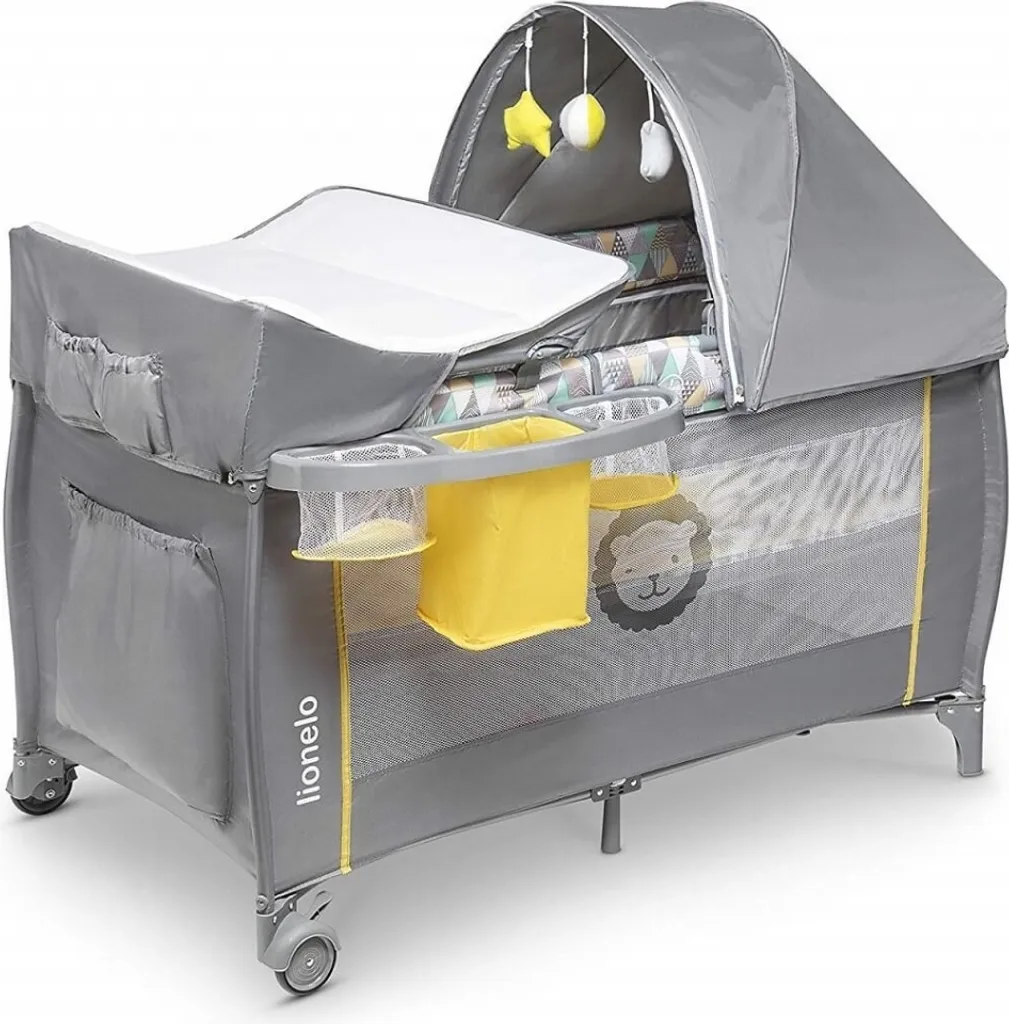 Lionelo Sven Plus In GELB Kinder Baby Reisebett Mit Wickeltisch Kinderbett Babybett Balachin Moskitonetz Urlaub Reise Laufstall Wickelauflage Spieluhr â Bild 17