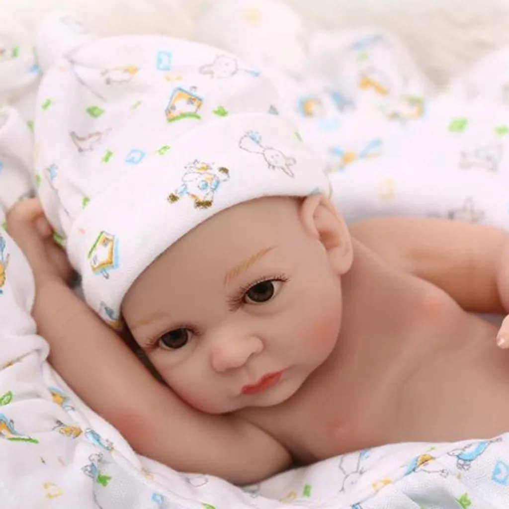 27cm Reborn Baby Lebensechte Babys Weich Silikon Baby Dolls Naturgetreue Niedlich Junge Puppe â Bild 5