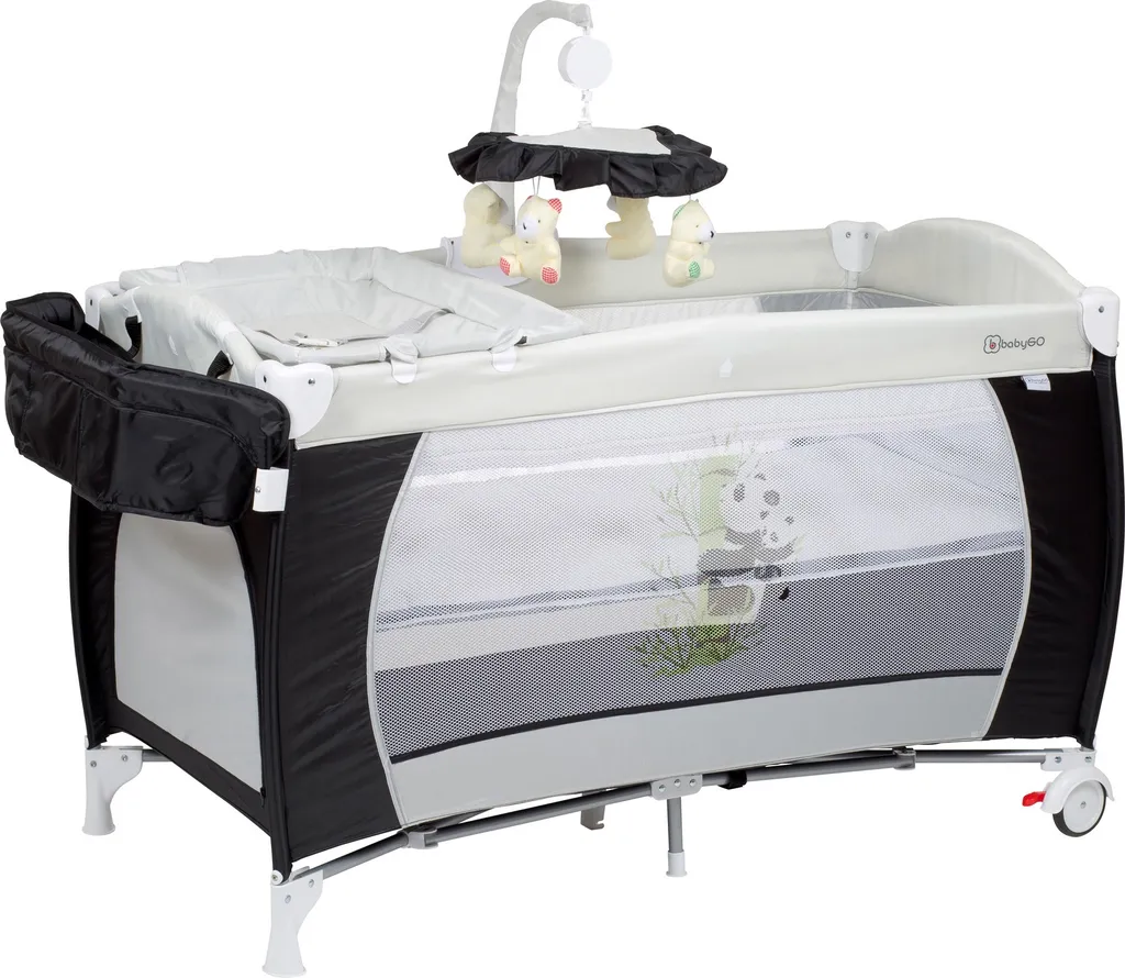 BabyGo Reisebett Sleeper Deluxe, Schwarz, Inkl. Wickelauflage