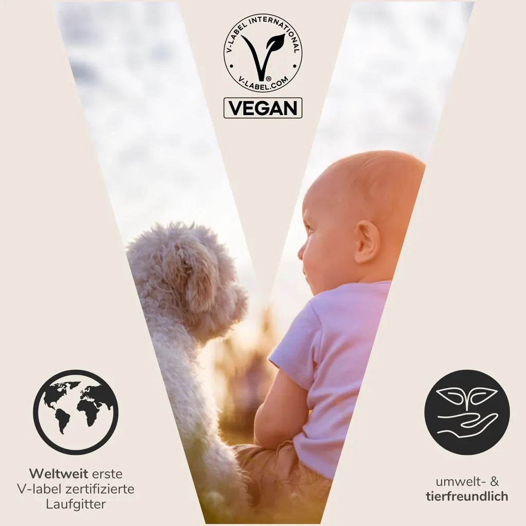 Sämann Laufgitter 100x100 Cm Mit Einlage - Stufenlos Höhenverstellbar Laufstall Baby Buche Weiß - Dots Grey – Bild 6