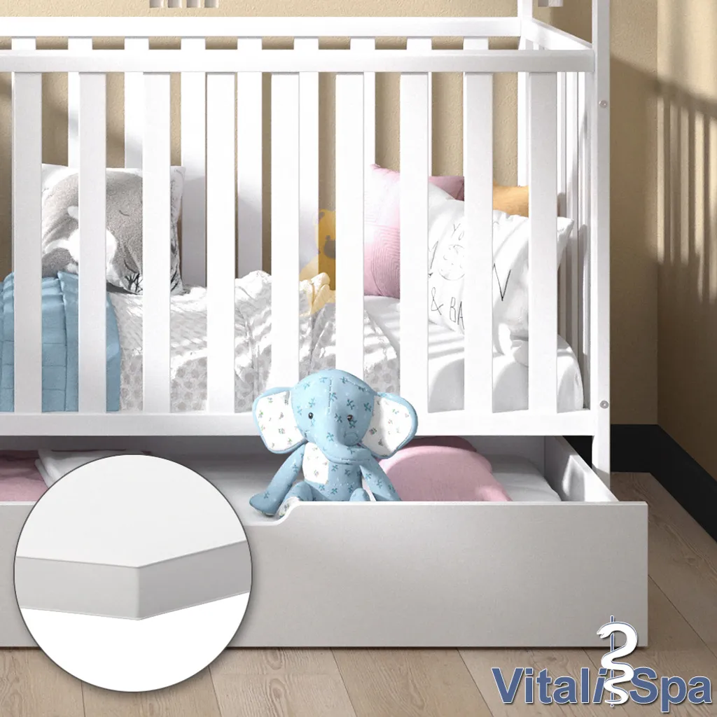 VitaliSpa Babybett Lizy + Schublade Weiß 120x60 Cm Massivholz – Bild 5