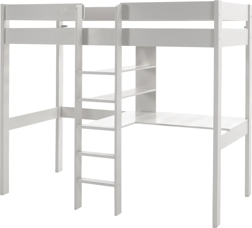 Vipack Hochbett Pino Mit Schreibplatte Und Sesselbett - Kiefer Massiv Weiß Lackiert, Maße: 208 Cm X 175 Cm X 206 Cm; PIOLZB14 – Bild 12