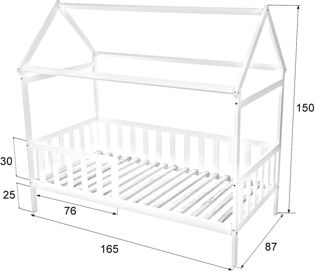 Baby-Delux Juniorbett Hausbett Gitterbett 160x80 Weiß Inkl. Komfort Matratze – Bild 7