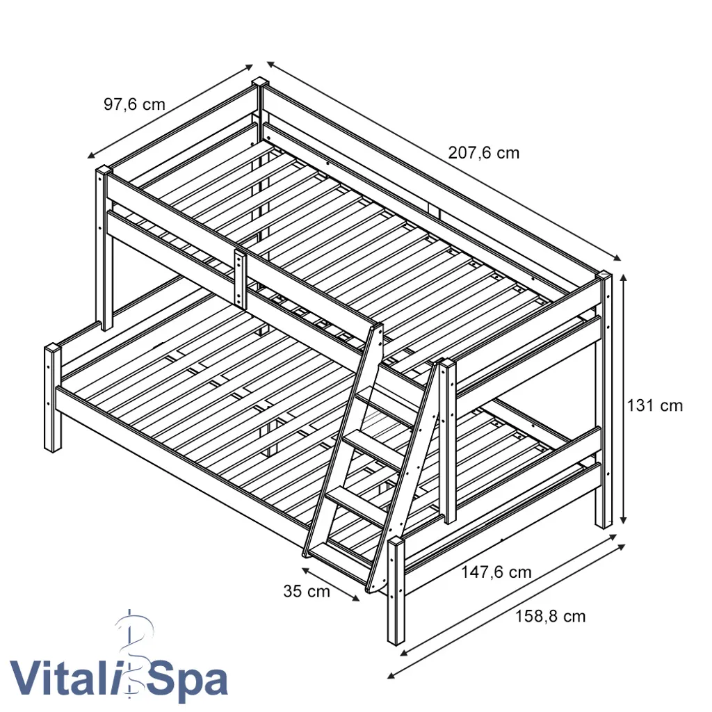 VitaliSpa Hochbett Everest Natur 140x200 Cm Massivholz â Bild 3